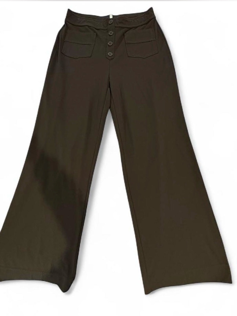 HALARA Dark Brown Wide-Leg Button Front Pants